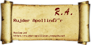 Rujder Apollinár névjegykártya